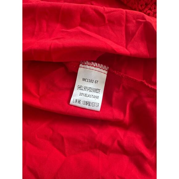 Double Crazy Women's off the shoulder Lace up Long Sleeve Red Dress Size Large - Picture 6 of 11